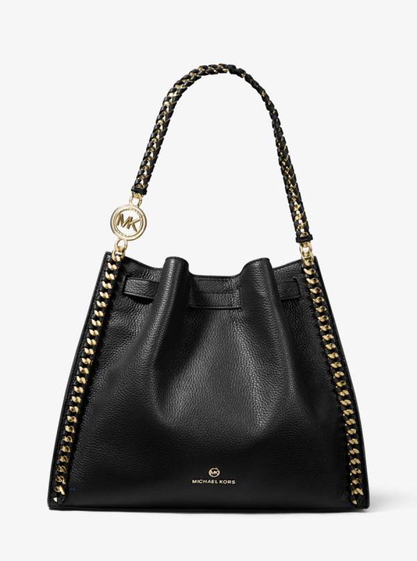 Damske Taška Cez Rameno Michael Kors Mina Large Pebbled Leather Čierne - Kabelky Michael Kors Obchod | AXWUN-5041